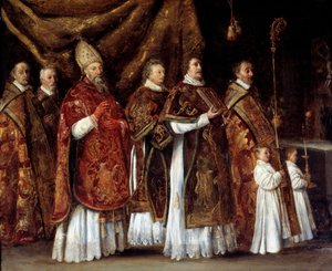 Pavelig messe eller en eveque som reiser seg til alteret eller prosesjon Maleri av Antoine Le Nain (1600/1610-1648)