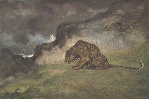 Leopard ser på slange, 1810-75. av Antoine Louis Barye
