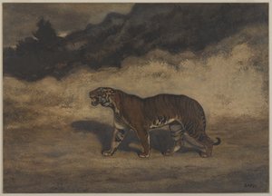Tiger går til venstre (wc på papir) av Antoine Louis Barye