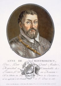 Anne de Montmorency, fra Portraits of Great Men, Illustrious Women, and Memorable Subjects of France, gravert og trykt i farger, utgitt av Pierre Blin, 1786-92, Paris (fargegravering) av Antoine Louis Francois Sergent-Marceau