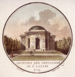 Arkivene til ridderne av Saint Lazarus i Paris. I prittoresque utsikt over hovedbygningene i Paris av sersjant av Antoine Louis Francois Sergent Marceau