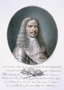Henri de la Tour d'Auvergne, fra 'Portretter av store menn, berømte kvinner og minneverdige motiver i Frankrike, gravert og trykt i farger', utgitt av Pierre Blin, 1786-92, Paris (fargeeng. av Antoine Louis Francois Sergent Marceau