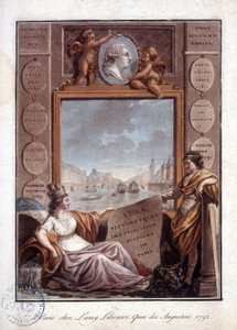 Paris sett fra Lamy, bokhandel Quai des Augustins av Antoine Louis Francois Sergent Marceau