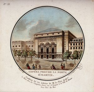 Operaen bygget i henhold til tegningene til arkitekten Le Noir nær Porte Saint Martin i Paris i dag teateret til Porte Saint Martin. I prittoresque utsikt over hovedbygningene i Paris av sersjant av Antoine Louis Francois Sergent Marceau