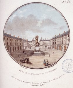 Utsikt over Place des Victoires, Paris. I prittoresque utsikt over hovedbygningene i Paris av sersjant av Antoine Louis Francois Sergent Marceau