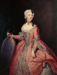 Portrett av Luise Ulrike prinsesse av Preussen (1720-1782) med maske i hånden