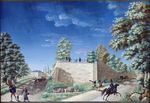 Utsikt over en terrasse i utkanten av Paris, ca. 1810
