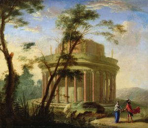 Landskap med et gammelt tempel (maleri) av Antoine Pierre the Younger Patel