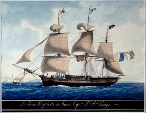 Jean - Baptiste du Havre, i havnen i Marseille Akvarell av Antoine Roux (1765-1835) 1815 Marseille, Marine Museum