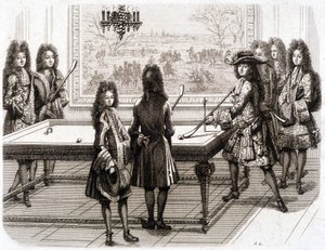 Ludvig XIV spiller biljard (med Monsieur (kongens bror), hertugen av Vendôme, grev av Toulouse, Chamillart, le Roi, M. d