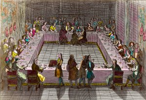 Det kongelige lotteri på 1700-tallet. Gravering av Trouvain Antoine (1656-1708)