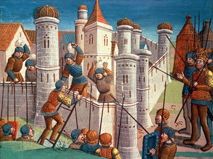 Scene fra et slag som forsvarer Konstantinopel, fra Ogier le Danois