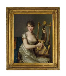 Portrett av Madame Larmoyer, trekvart lengde, med en lyre
