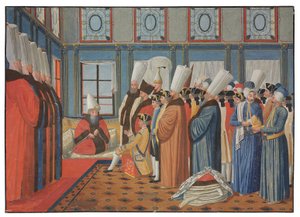 Presentasjonen av grev de Vergennes, Louis XVs ambassadør, til Reis Effendi, storvesir til den osmanske sultanen "Uthman III 31. mai 1755 av Antoine de Favray