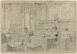 Studie av hele komposisjonen for det (uferdige) maleriet av det nederlandske hoffet i London, juni 1942 av Anton Abraham van Anrooy