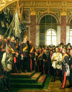Proklamasjonen av Wilhelm som keiser av det nye tyske riket, i Speilsalen i Versailles 18. januar 1871, malt 1885 (se også 153620)