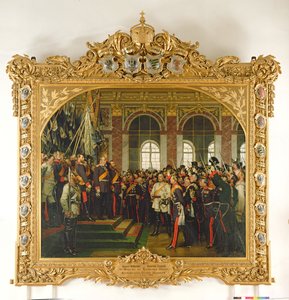 Proklamasjonen av Wilhelm som keiser av det nye tyske riket, i Speilsalen i Versailles 18. januar 1871, malt 1885 (se også 153620)