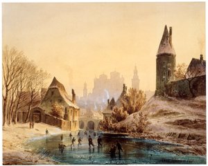 Skøytebane på en elv, 1855.