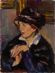 Kvinne med mørk hatt, 1917