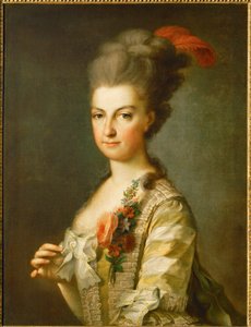 Erkehertuginne Marie-Christine i en stripete silkekjole (maleri på lerret)