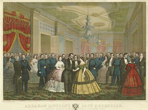 Abraham Lincolns siste mottakelse, pub. 1865 (håndfarget lito) av Anton Hohenstein