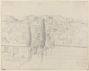 Utsikt fra vinduet mitt, via valfonda i Firenze (Hager i Firenze sett fra kunstnerens vindu) av Anton Krüger