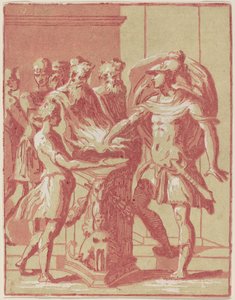 Mucius Scaevola legger hånden i en ild av Anton Maria Zanetti I after Parmigianino