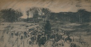 En skisse av en hyrde og flokken hans, 1800-tallet av Anton Mauve