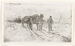 Bonde ved siden av to hestevogner av Anton Mauve