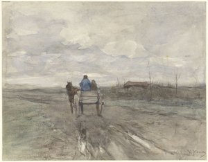 Gårdsvogn på landevei av Anton Mauve