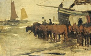 Å sette en fiskepinki i sjøen av Anton Mauve