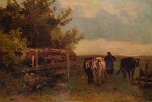 Minding Cows, Herisson, c1869, 1938 av Anton Mauve