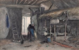 Morning Chores, ca. 1845-65 (akvarell på papir) av Anton Mauve
