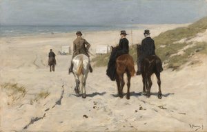 Morgentur langs stranden Morgenrit langs het strand