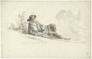 Mann som ligger på bakken og hviler av Anton Mauve