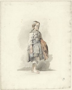 Stående jente med mugge og kappe under armen av Anton Mauve