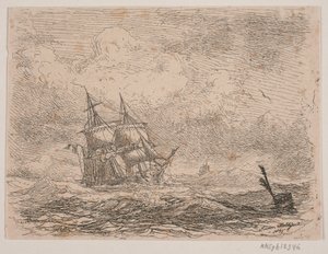 En brigg i grov sjø av Anton Melbye