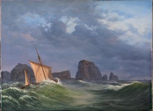 En shetlandsfiskebåt i stormfullt vær nord for Orknøyene