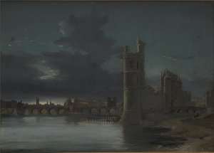 Tour St. Jacques og Notre Dame, Paris. Kveld av Anton Melbye