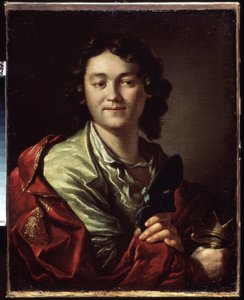 Portrett av komikeren Fedor (Fyodor) Volkov (rundt 1729-1763), grunnlegger av det første russiske teateret (Portrett av F. Volkov, grunnleggeren av det første russiske teateret). Maleri av Anton Pavlovich Losenko (1737-1773), olje på lerret