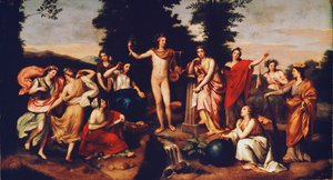 Apollo og de tre nåder, ca. 1750-60 av Anton Raphael Mengs