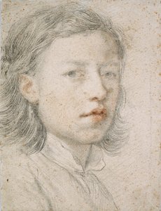 Selvportrett - Verk av Anton Raphael Mengs (1728-1779), sangvinsk og kritt på papir (26,1 x 20,2 cm) av Anton Raphael Mengs