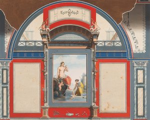 Veggmaleri av et romersk hus på eiendommen til Villa Negroni i Roma, Venus og en nymfe med eroter. 1778