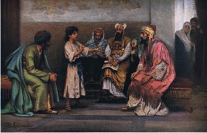 Kristus med legene i templet, fra Hulberts Story of the Bible utgitt av The John Winston Company, 1932 av Anton Robert Leinweber