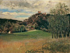Meiereiwiese i Vorderbrühl med Mödling-ruinene av Anton Romako