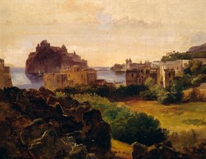 Utsikt over Ischia med slott