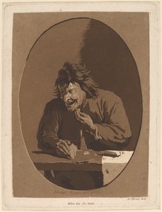 En bonde som spiser av Anton Spreng after Adriaen Brouwer; published by Joseph Eder