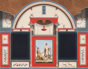 Veggmaleri av et romersk hus på eiendommen til Villa Negroni i Roma, Adonis med en ung mann. 1779