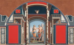 Veggmaleri av et romersk hus på eiendommen til Villa Negroni i Roma, som viser Bacchus og Ariadne. 1783