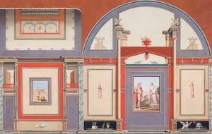 Veggmaleri av et romersk hus på eiendommen til Villa Negroni i Roma, Mars (?), Venus og Amor. 1793 av Anton von Maron